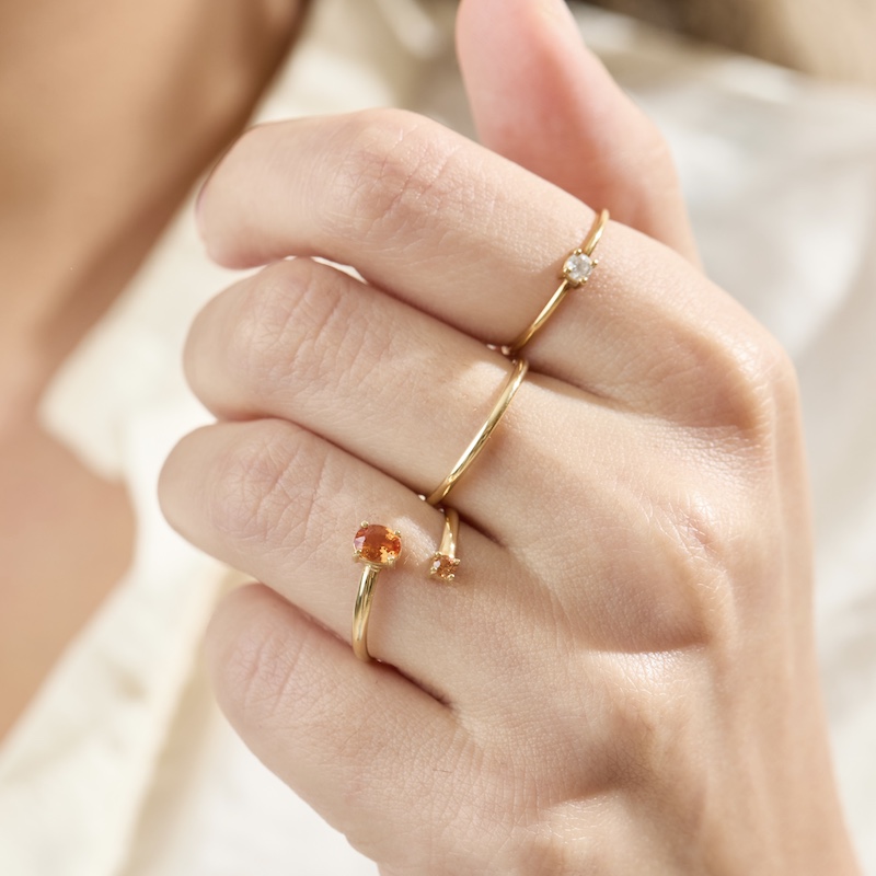 Anillo Twist Stone Oval con Zafiro Naranja Natural - Imagen 3