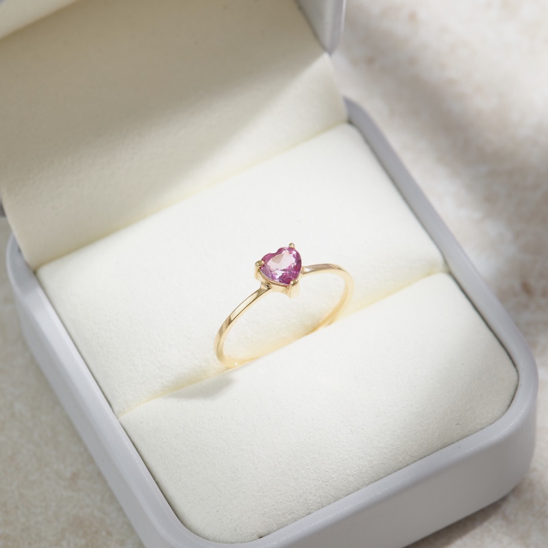 Anillo Anna Corazón con Topacio Rosado Natural - Imagen 4