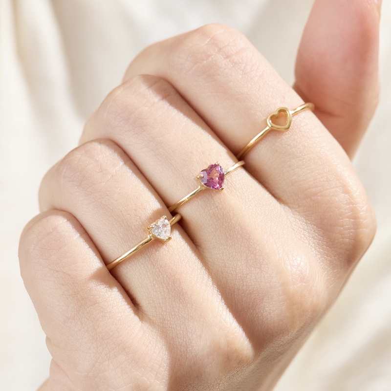 Anillo Anna Corazón con Topacio Rosado Natural - Imagen 5