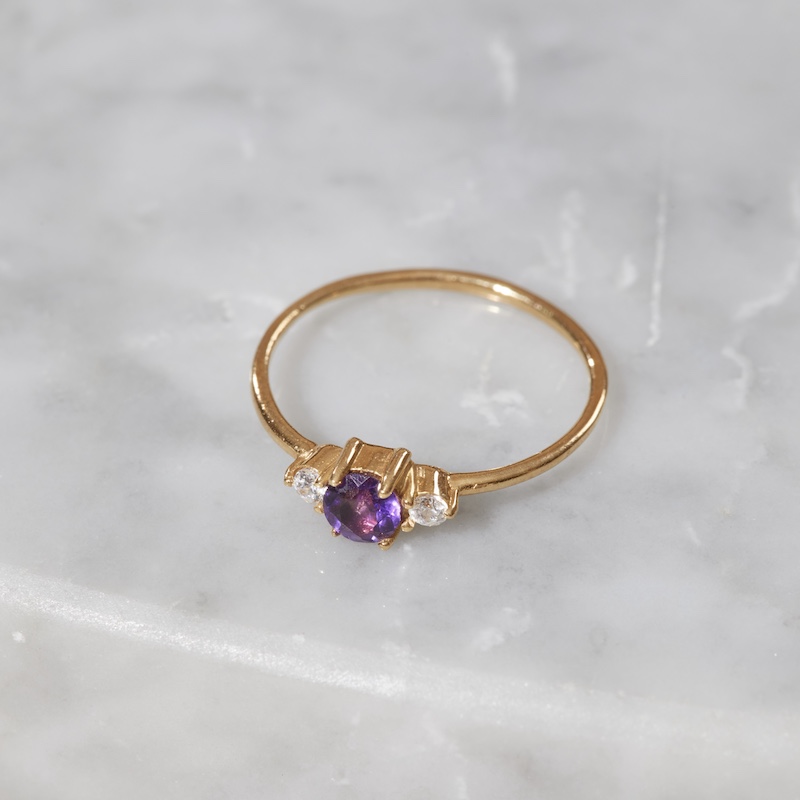 Anillo Three Stone con Amatista Natural - Imagen 2