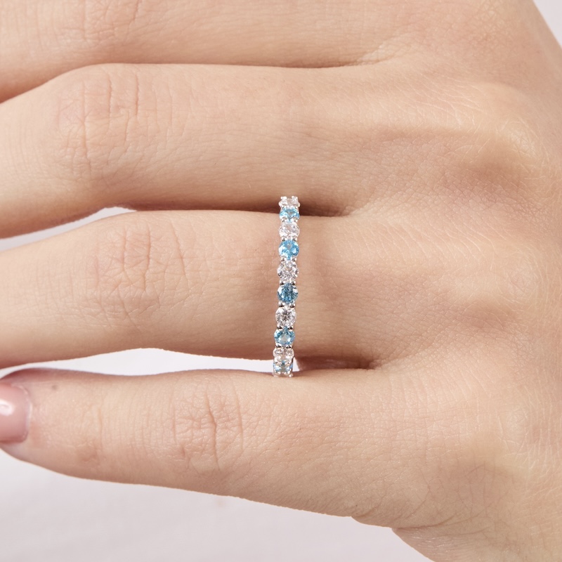 Riviere con Cristales color Blanco y Topacio Azul - Imagen 2