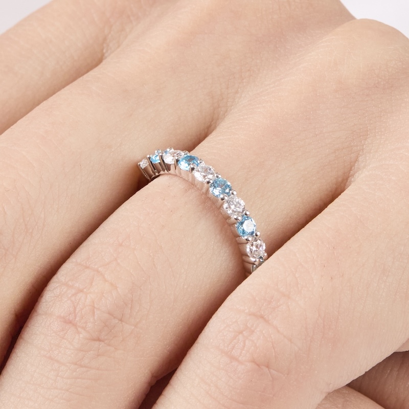 Riviere con Cristales color Blanco y Topacio Azul - Imagen 3