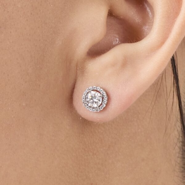 Aretes Halo Redondo con Moissanitas