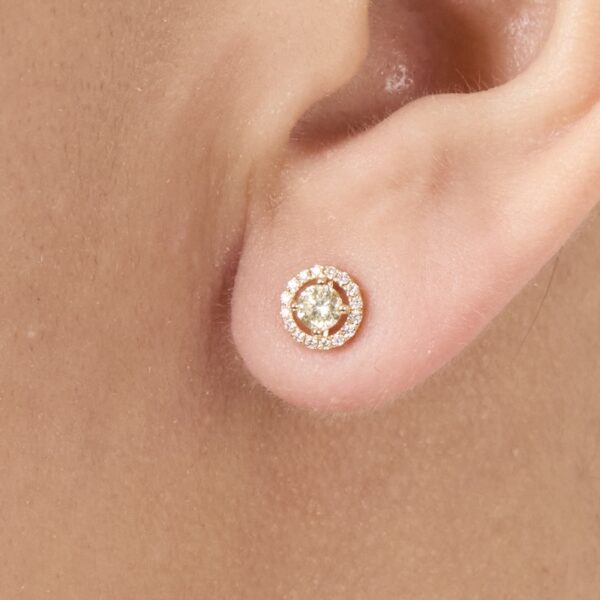 Aretes Halo Redondo con Diamantes Naturales